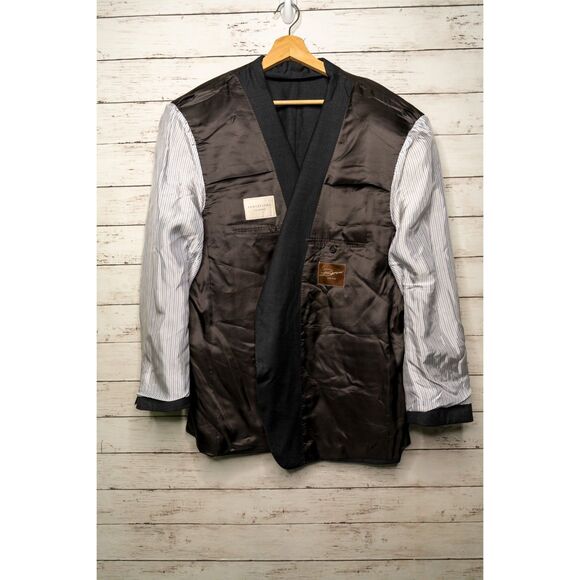 Samuelsohn Black Suit Jacket Blazer Linen look 100% Wool 54R - Picture 8 of 10